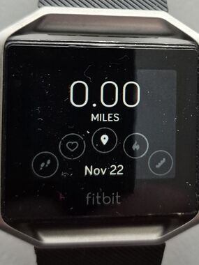 fitbit Versa smartwatch in black with silver case